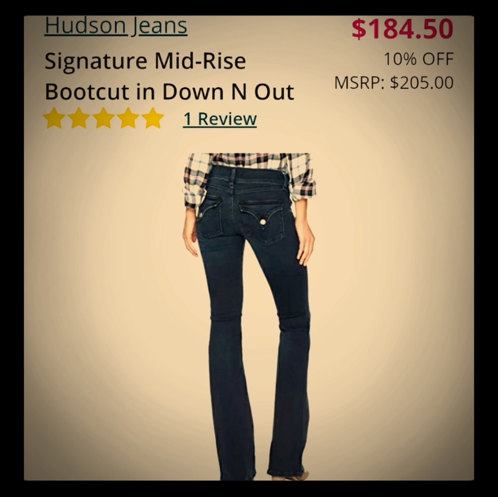 HUDSON Signature Midrise Bootcut Jeans 28